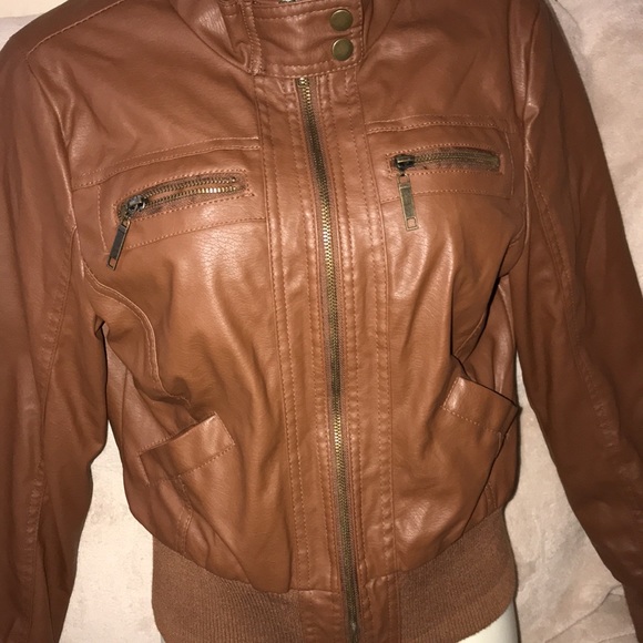 Rue 21 medium brown jacket with gold hardware and white interior 💕 - Picture 2 of 7